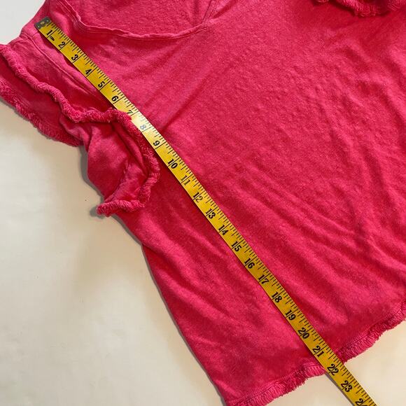 Chicos Linen Flutter Sleeve Top Size 3 (XL) Pink V-Neck - Picture 9 of 9